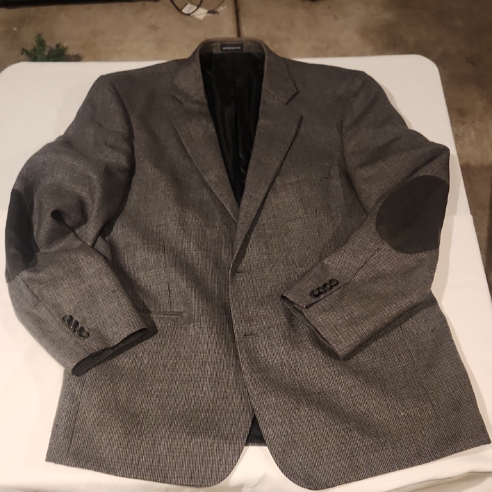 Stanford Wool Classic Gray Blazer with Black Elbow Patches